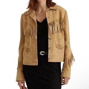 Ralph Lauren NWOT Goat Suede Western Fringe Jacket - 12